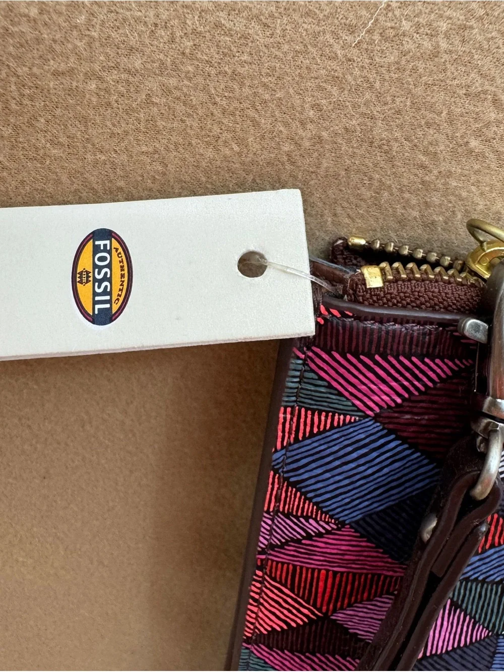 FOSSIL Emma Abstract  Multicolor Coated Canvas Unisex Clutch Wallet Pouch NWT